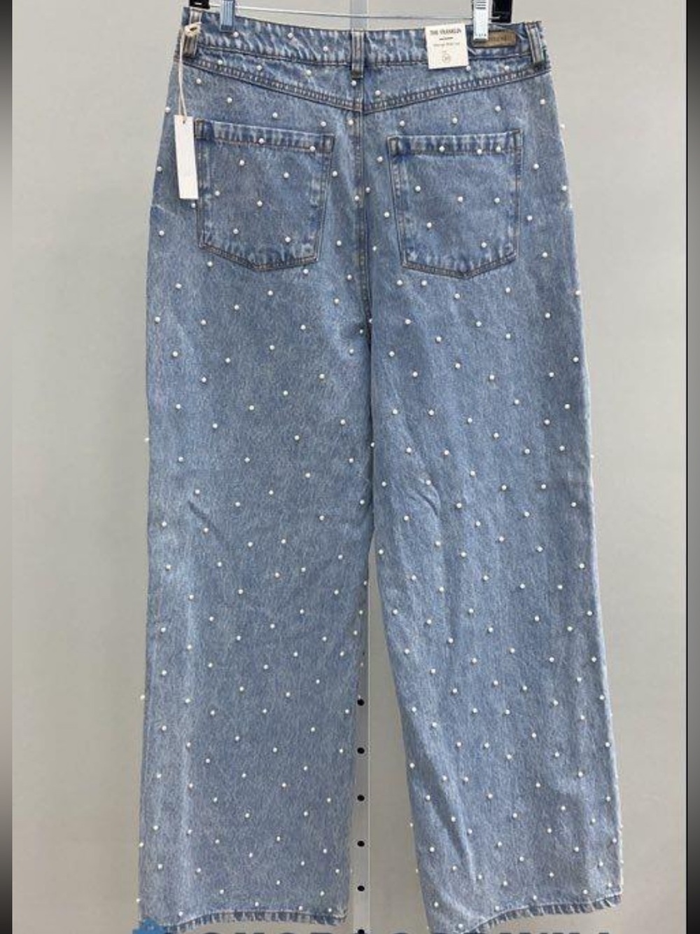 NWT Blank NYC “The Franklin” Beaded Pearl Rib Cage Wide Leg Denim Jeans Size 30 - Picture 3 of 7